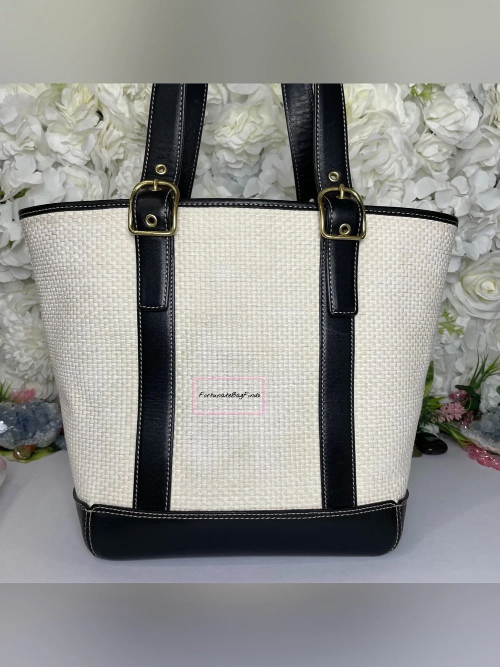 Vintage Y2K 2000s Coach Tote Coach Straw North South Tall Summer Beach Tote 8908 - Picture 4 of 12